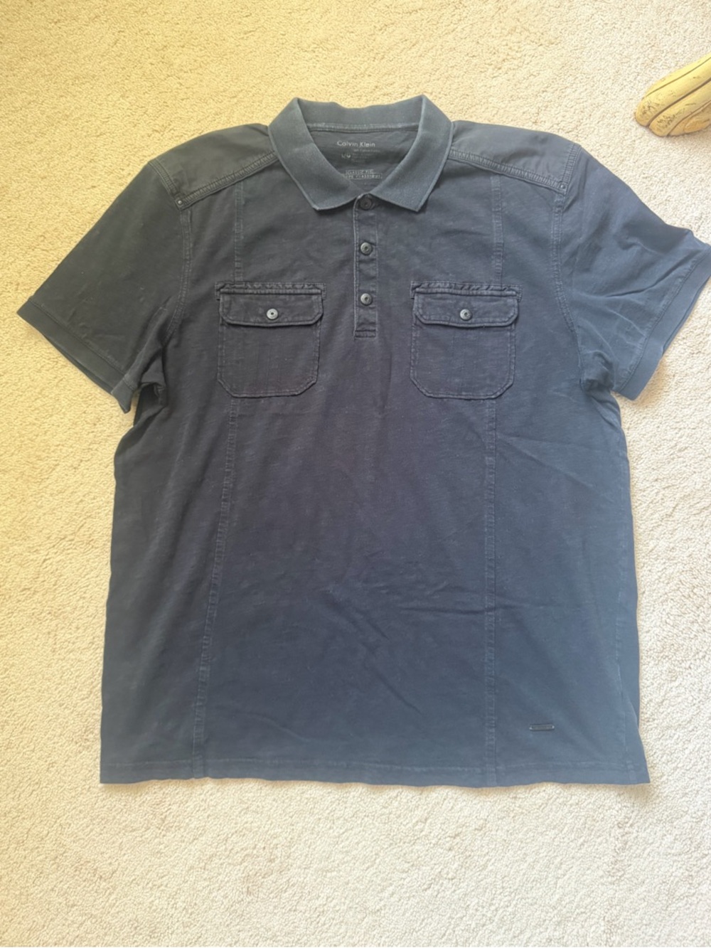 Calvin Klein Men's black Short Sleeve Polo with Chest Flaps